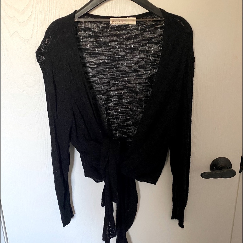 Tie cardigan.